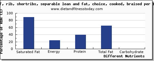 chart to show highest saturated fat in beef ribs per 100g